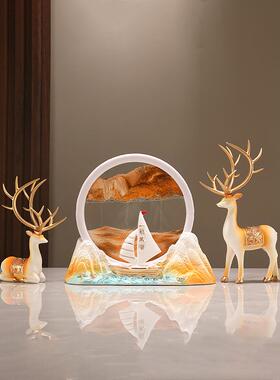 盛友屯招财进宝鹿流沙画饰品客厅电视柜办公室装饰乔迁开幕礼