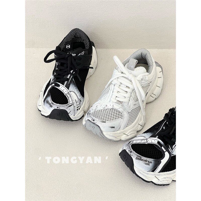 男童运动鞋2025夏季新款做旧老爹鞋单网透气童鞋厚底儿童鞋跑步鞋