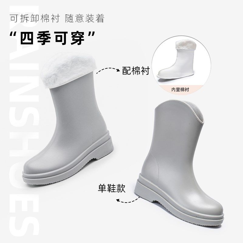 新款新款雨鞋女款时尚雨靴中筒高帮水鞋防水防滑外穿加厚底保暖胶