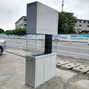 屏风隔断上下柜鱼缸超白客厅办公室空间分隔底滤排水玻璃缸