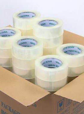 快递打包黄色封箱包装纸大卷透明胶带胶布4. 胶带带宽胶封口5cm宽