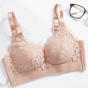 内衣女小胸聚拢加l厚收副乳胸罩a杯超厚平胸上托四排扣无钢圈文胸