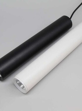 圆形长筒led吊灯餐厅吧台吊线灯 黑色简约12w单头餐吊灯