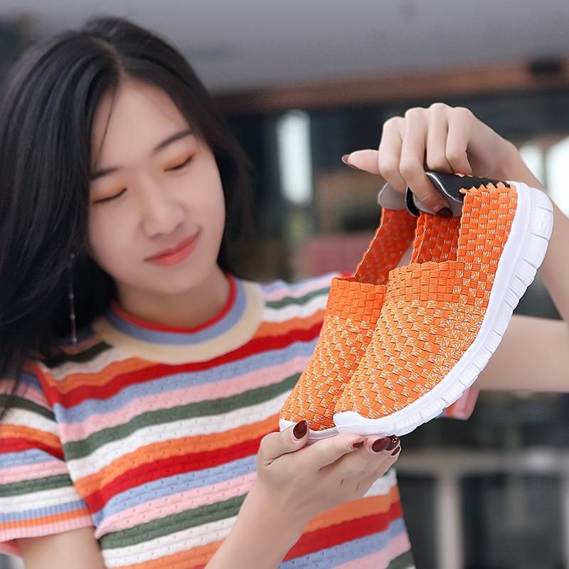 新款手工编织一脚蹬懒人套脚鞋妈妈布鞋女轻便软底透气女鞋,女鞋,网面鞋,淘宝优惠券,粉丝福利购,淘宝优惠卷