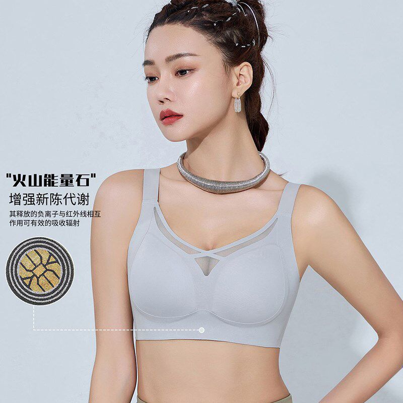 大胸聚拢收副乳上托无钢圈光面薄文胸大胸显小防滑宽肩带内衣