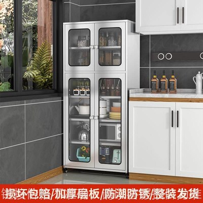 加厚不锈钢橱柜厨房碗柜餐边柜餐厅储物柜厨房置物柜家用收纳柜子