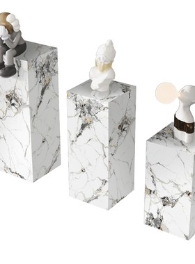 大理石底座摆台玄关岩板石材台立柱墩子落地客厅雕塑摆件家居饰品