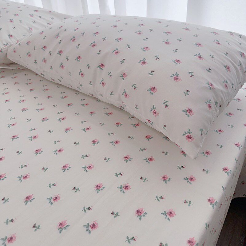 白底玫瑰田园小碎花全棉床单单件宿舍素雅定制纯棉被单可订做炕单