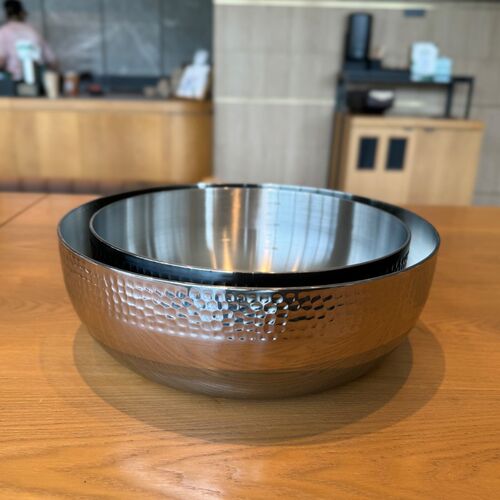 锻打锤纹304不锈m钢盆子套装加厚家用 厨房打蛋和面洗菜火锅汤盆