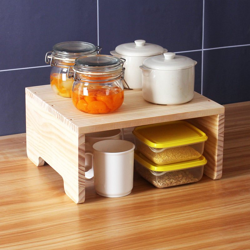 实木厨房置物架子台面垫板调料收纳架橱柜内分隔板隔层锅架木质