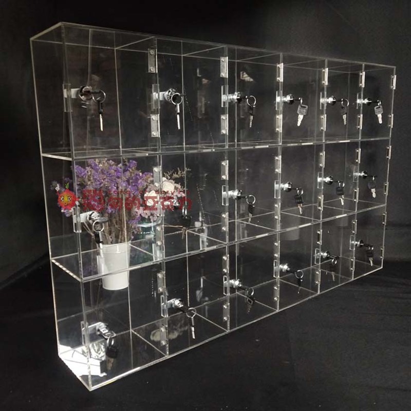 亚克力展示架透明展柜独立门寄存箱挂墙保管箱手机存放箱定制柜子