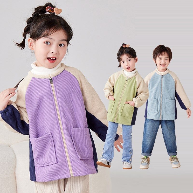 罩衣儿童灯芯绒拉链插肩长袖羽绒服棉服防脏护衣男女宝宝吃饭围兜,童装/婴儿装/亲子装,反穿衣/罩衣,淘宝优惠券,粉丝福利购,淘宝优惠卷