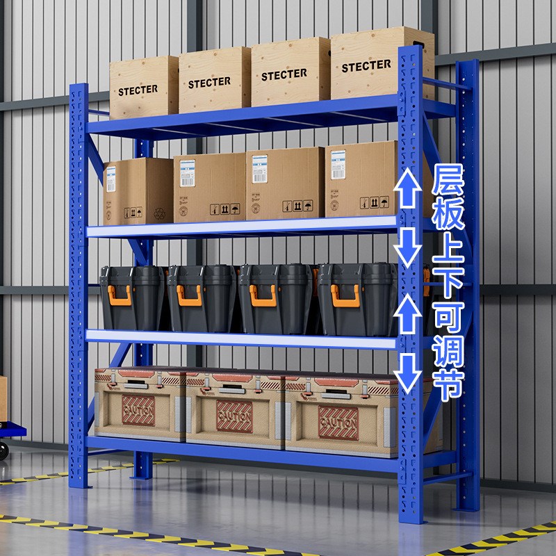 货架仓储置物架超市重型展示架地下室仓库多层货物架快递铁架子