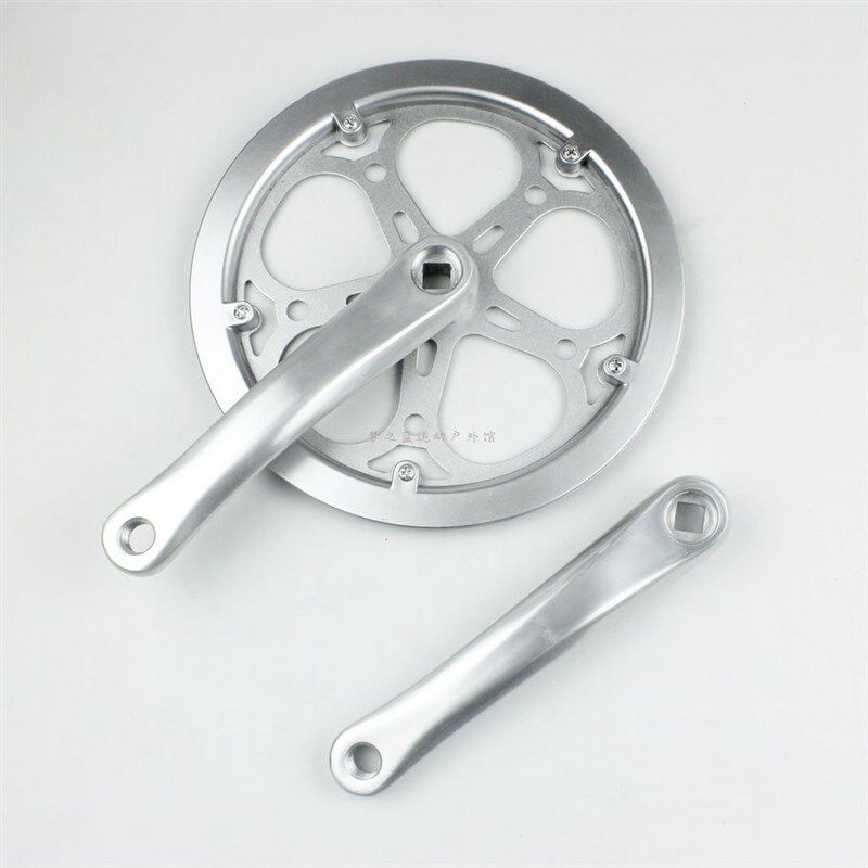 折叠车牙盘套装自行车52T齿牙盘钢盘170铝N合金曲柄菱形孔单速齿