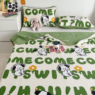 定制双面纯棉榻榻米床盖三件套全棉卡通儿童水洗夹棉绗缝床单四季