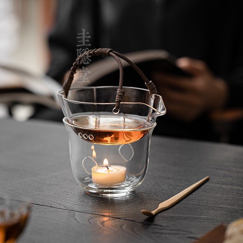 圭隐堂耐热玻璃藤编公道杯家用公杯泡茶杯茶海烤茶暖茶温茶器套装