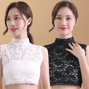 假领子蕾丝百搭女假领高档半高秋冬领花边衬衫衣领配毛衣的黑白色