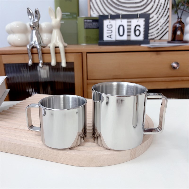 304不锈钢儿童水杯家用防摔宝宝幼儿园专用迷你小喝水杯子带手柄