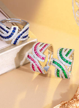 璀璨大气发光红宝石戒指立体不规