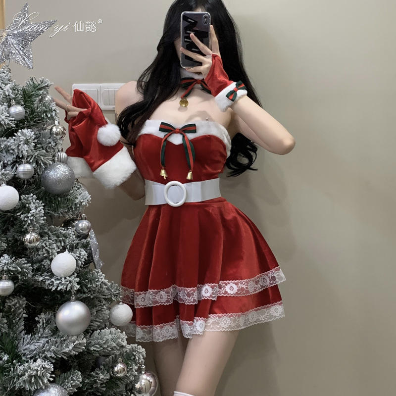 仙懿圣诞装女连衣裙舞台性感主播