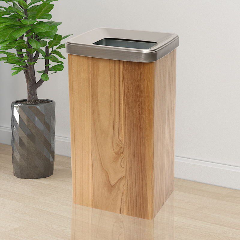 酒店洗手台池垃圾桶带烟灰缸实木高档商用洗手间擦手纸垃圾桶直投