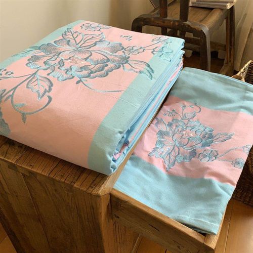 刘大姐家 帮工人清理四件套 高档绣花款 合股纯棉