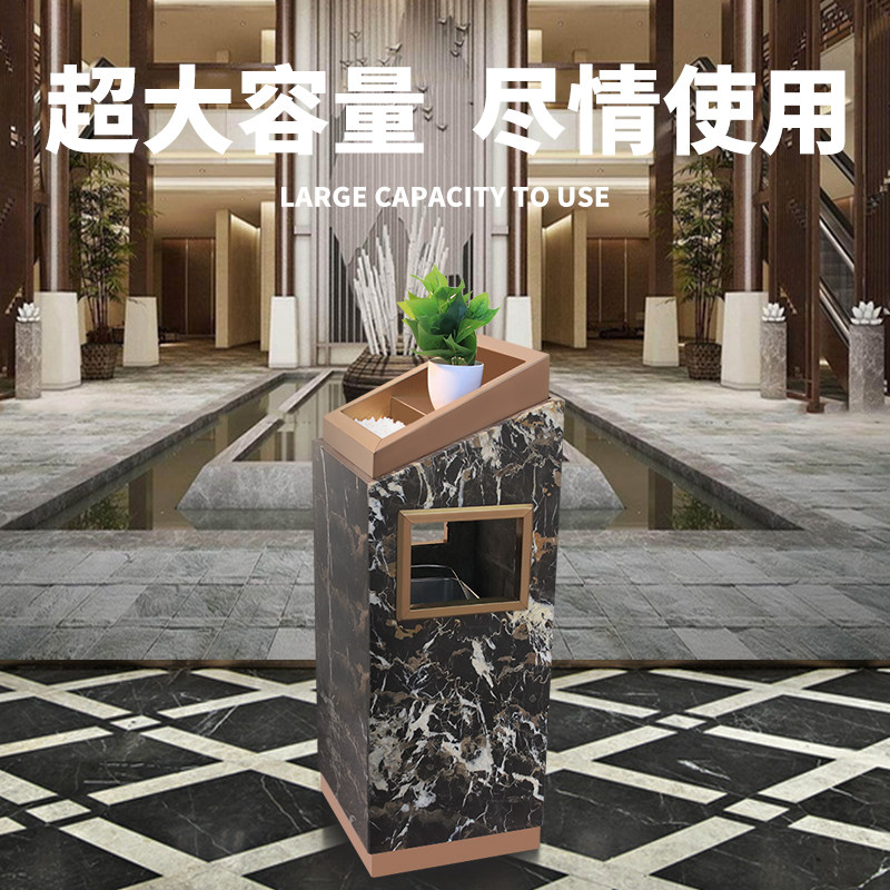 酒店大堂垃圾桶带烟灰缸不锈钢大理石宾馆大厅电梯口商场立式烟桶