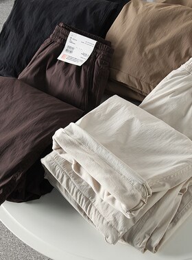 试衣间秋冬款保暖休闲长裤阔感裤松紧宽松百搭工装伞兵裤女470732