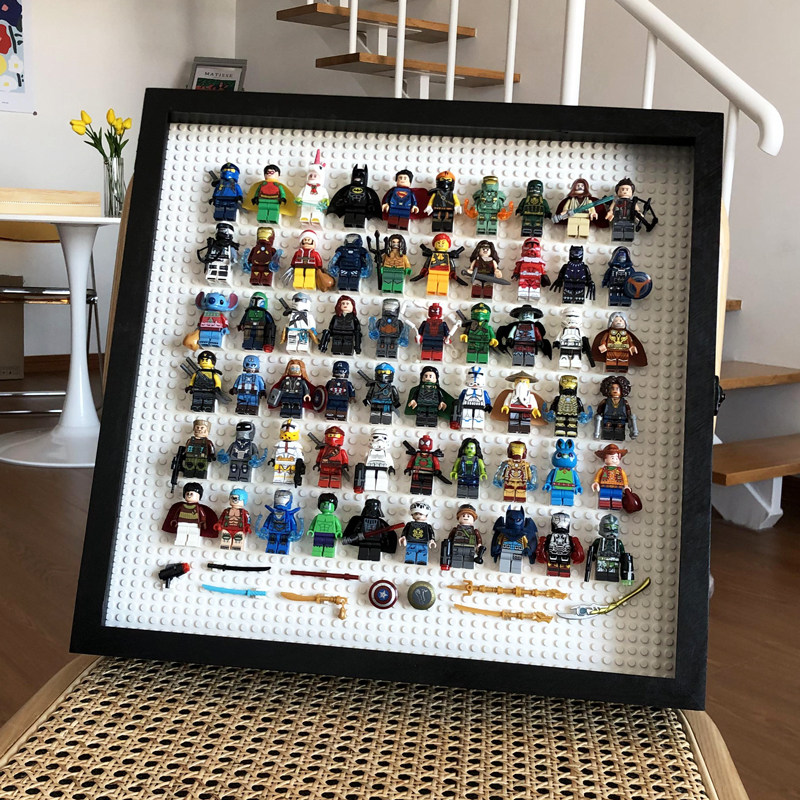 拼装儿童玩具人仔小人积木墙面展示盒收纳装饰画相框挂画