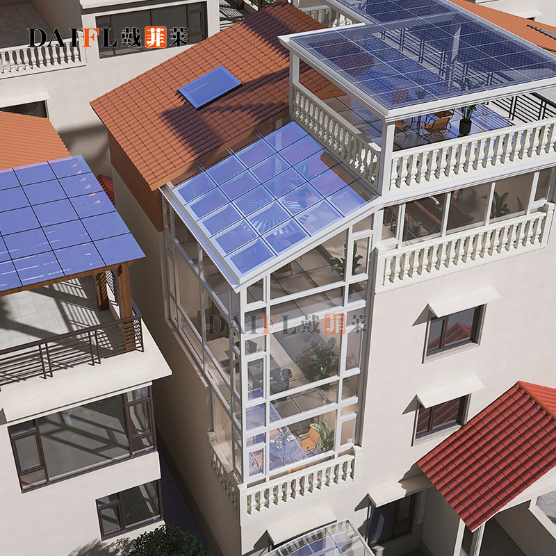 别墅露台阳光房定制断桥铝系统门窗铝木钢化平台玻璃房封阳台雨棚