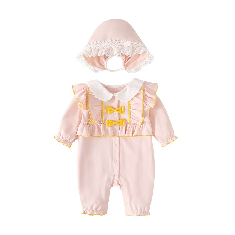 婴儿秋装连体衣女宝宝休闲公主爬服婴幼儿长袖连体服春秋可爱哈衣