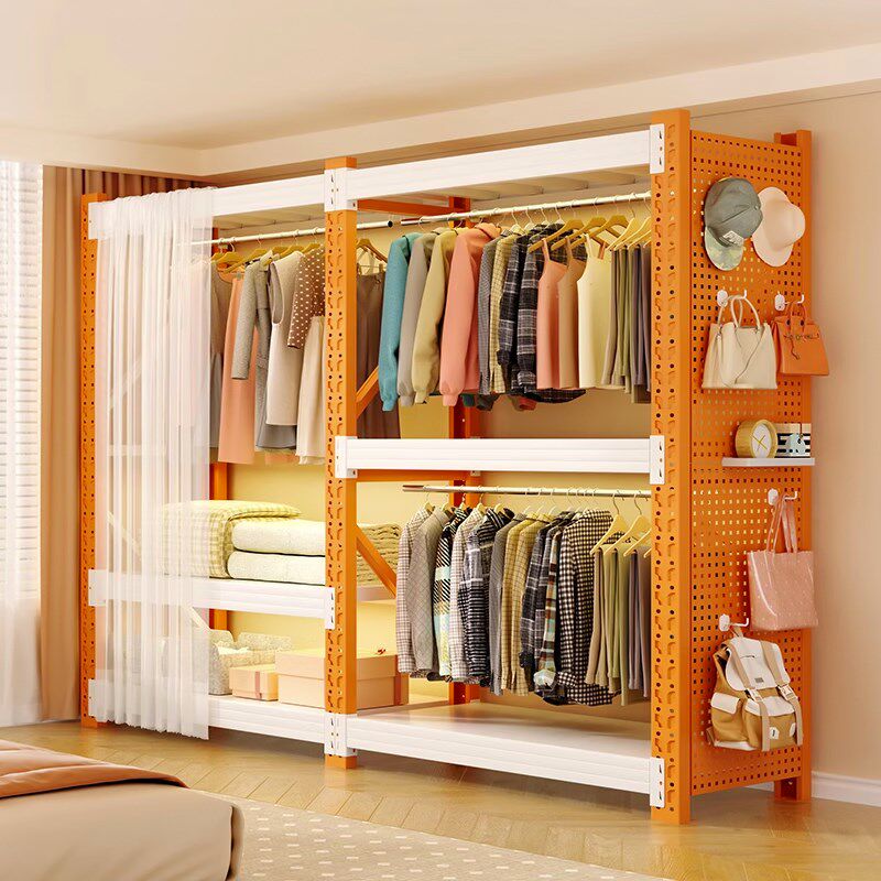 货架衣柜货架式衣柜落地防尘衣架收纳置物架子开放式衣柜角钢衣架