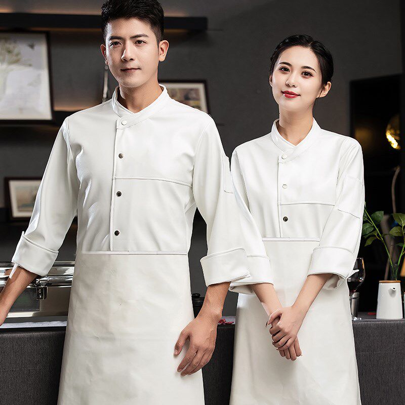 厨师工作服长袖男秋冬装酒店餐饮火锅店加厚加绒防水工衣