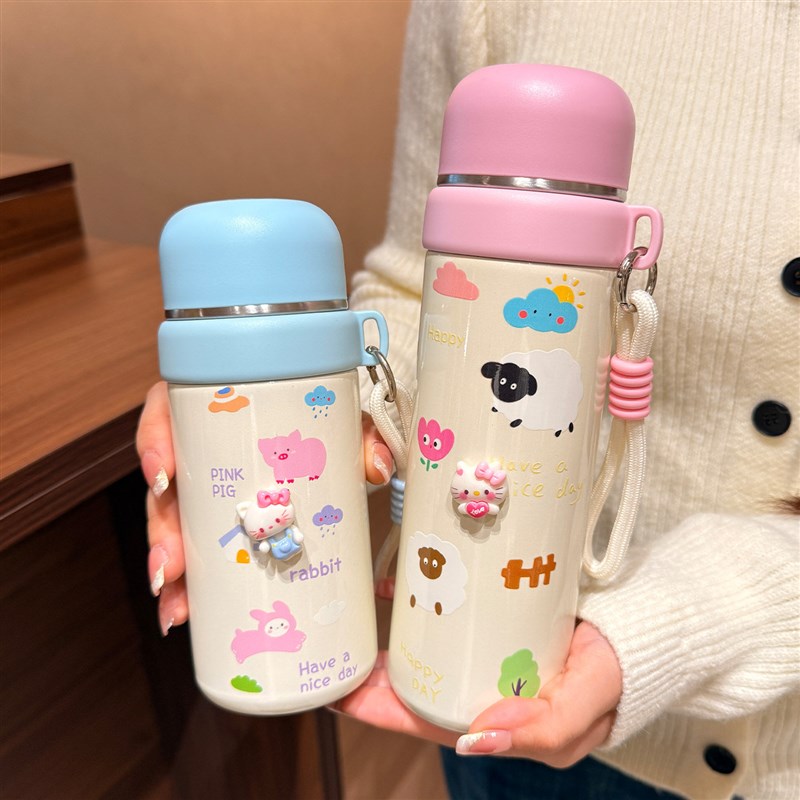 保温杯女生茶水分离杯子小巧便携中小学生儿童上学专用有盖喝水杯