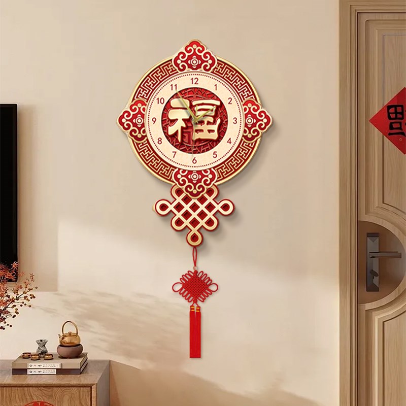 中国结入户玄关装饰画客厅福字挂画电视机背景墙新年喜庆带灯壁画