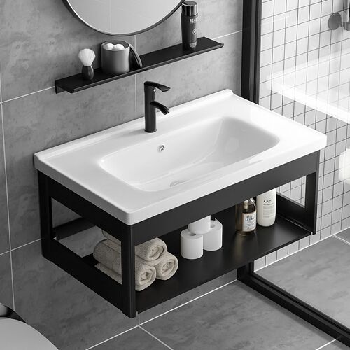 家用挂墙式洗手盆小m户型简易陶瓷一体卫生间洗脸盆柜组合洗漱台