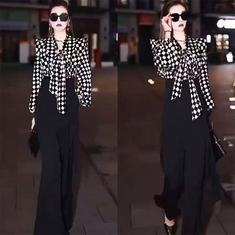 春装新款女士时尚减龄小衫宽松显瘦阔腿裤气质套T装两件套时髦洋