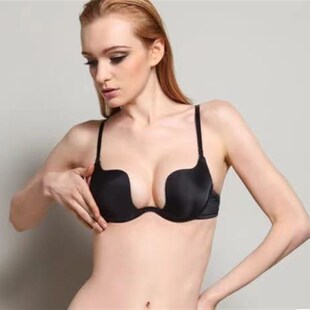 薄款 透气无痕内衣U型杯三角杯有钢圈文胸聚拢收R副乳胸罩女大尺码