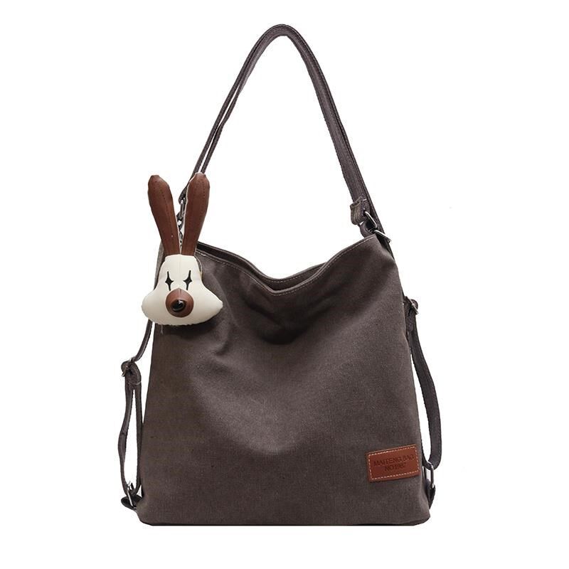 日系大容量休闲单肩m包女帆布包双肩背包简约通勤短途旅行斜挎女