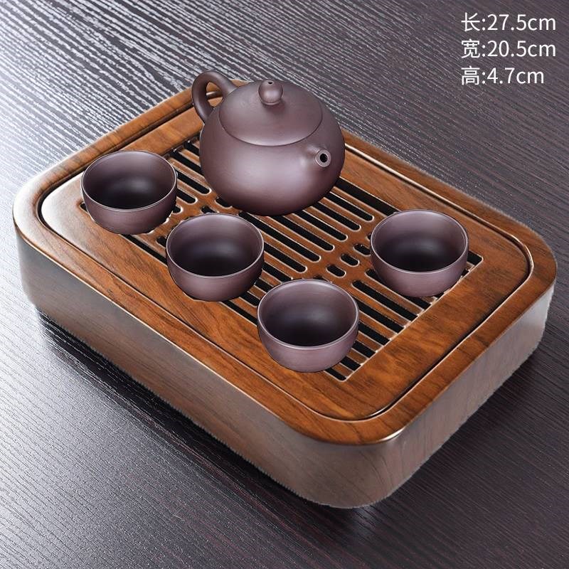 小茶盘一人用家用小型储水迷你沥水黑G檀实木茶台功夫茶具托盘套