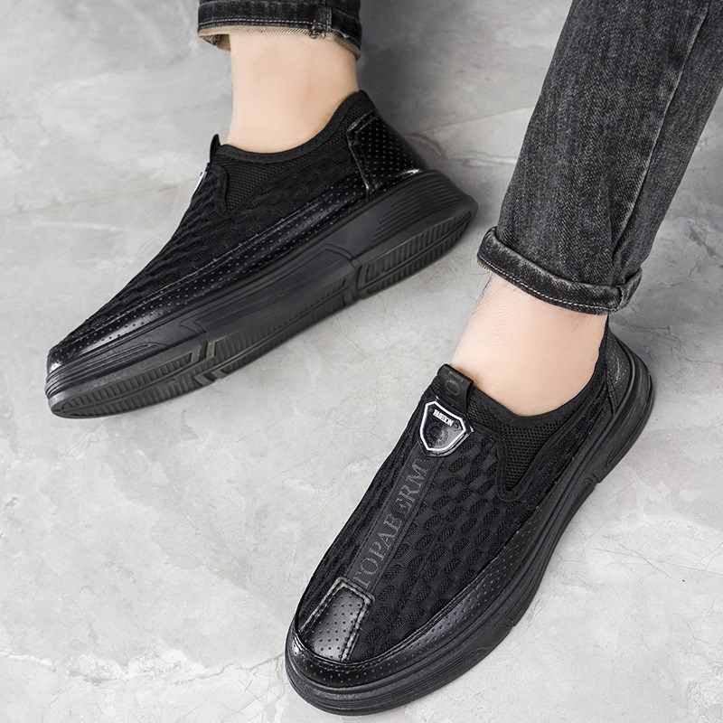 2025新款上新男网鞋透气休闲商务鞋一脚蹬中老年爸爸鞋时尚男网鞋