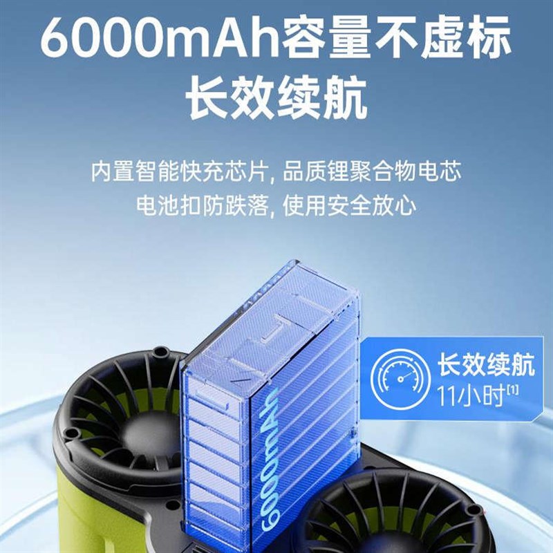 工地挂腰风扇制冷超大风力强风随身降温神器充电超长续航户外便携