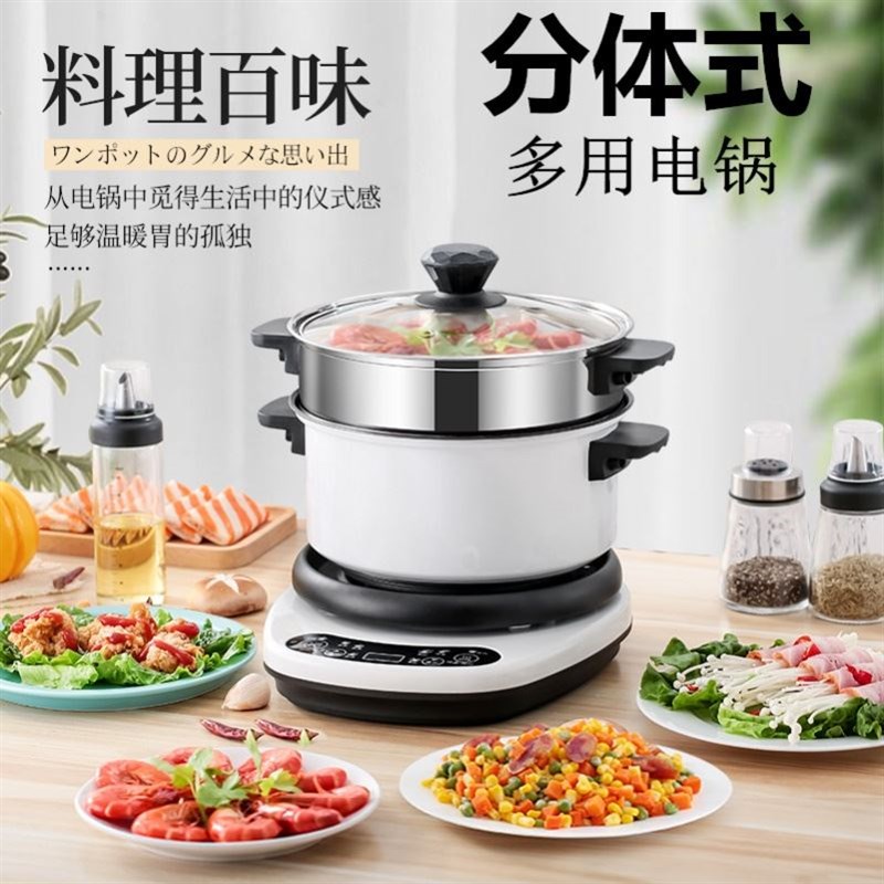 韩式家用电煮锅学生宿舍小电锅电炒蒸煮一体锅电炒锅多功能电火锅
