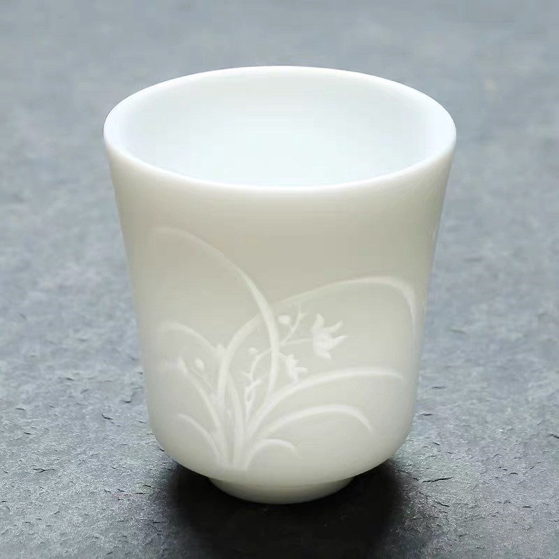甲盏窑 李甲栈白瓷茶杯品y茗杯闻香茶杯个人杯杯子玉瓷茶杯