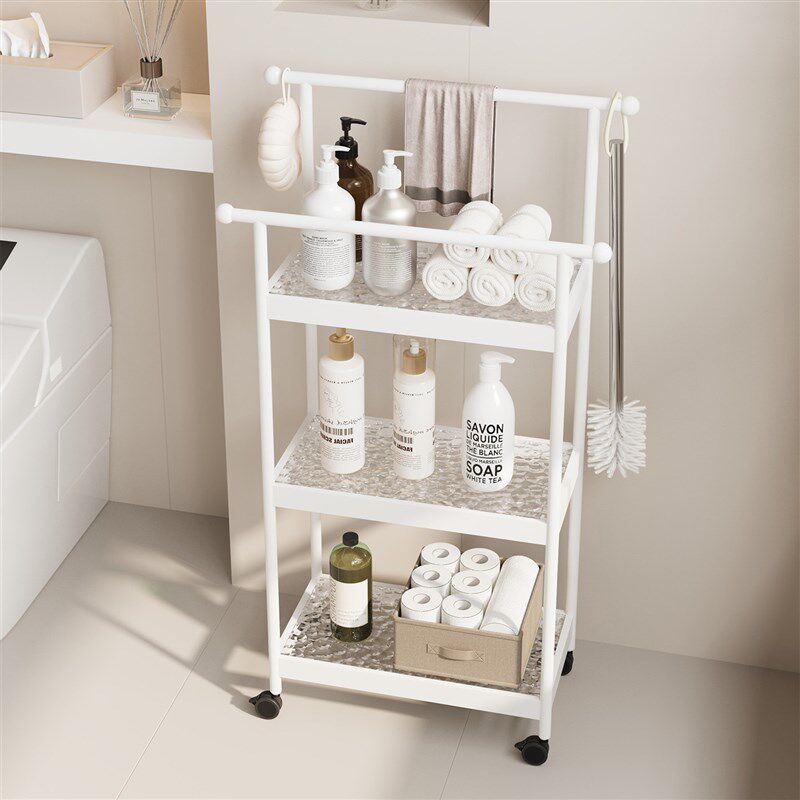 可移动浴室置物架多层玻璃推车落地式卫生K间沐浴用品毛巾收纳架