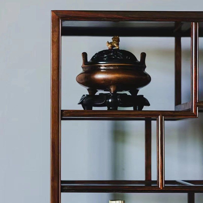 老挝大红酸枝小博古架中式实木紫砂壶置物架茶壶架红木茶具多宝阁