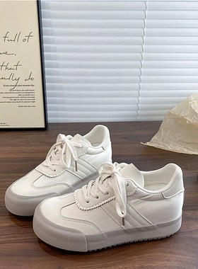 易少年 韩版厚底内增高小白鞋2025夏季透气新款学生百搭板鞋女ins