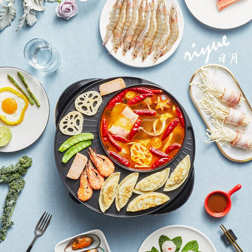 多功能火锅涮烤一体锅家用电烧烤C炉电烤盘韩式铁板烧无烟烤肉机