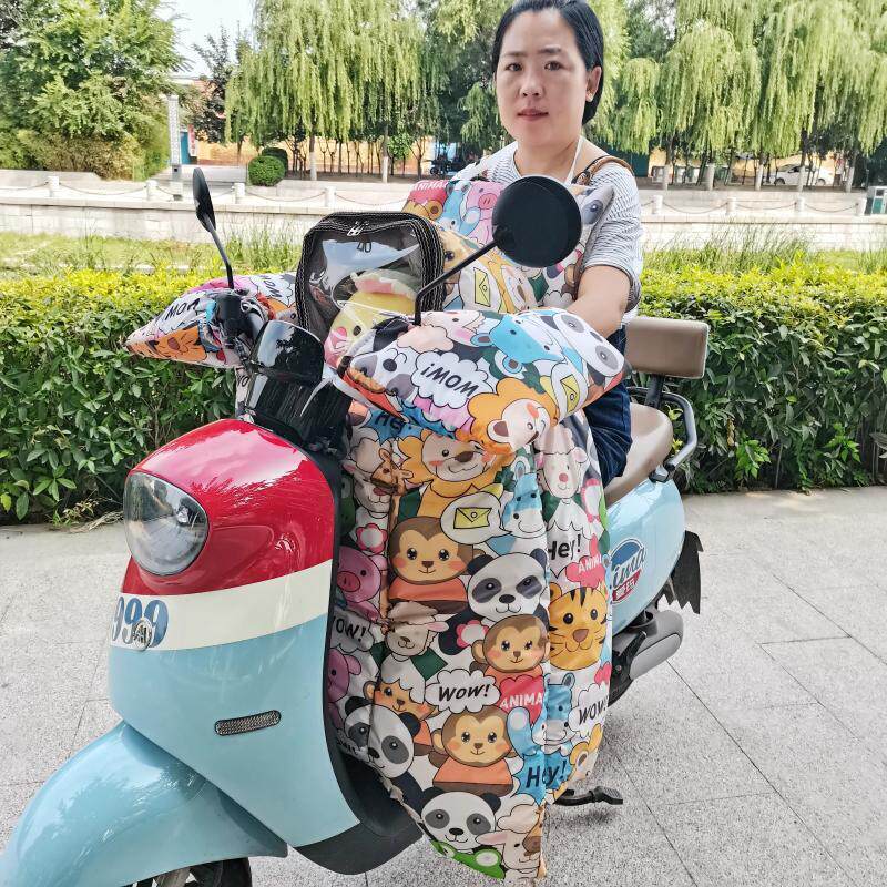 亲子款电动瓶车挡风被秋冬季两件式加绒J加厚防水儿童子母可视开