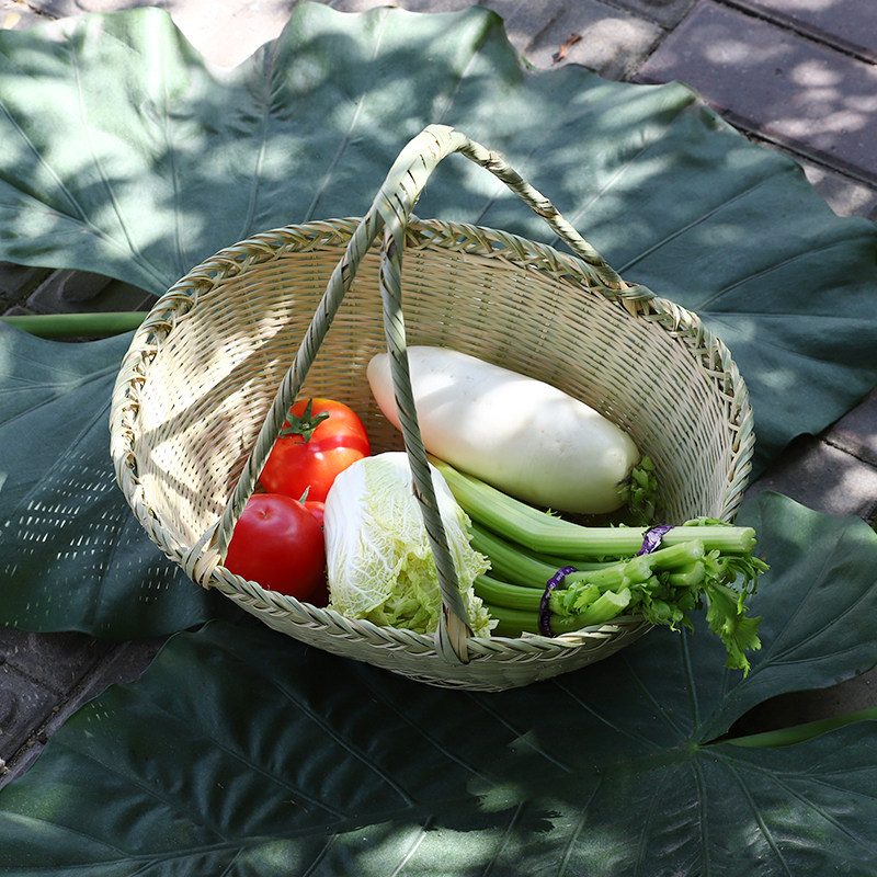 竹编草莓篮竹篮子菜篮大果篮买菜篮子竹编制品手提篮礼品篮环保篮